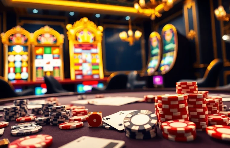 Experience the thrill of nhà cái uy tín with a luxurious online casino scene highlighting exciting games and betting options.