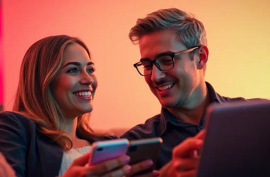 Engaging duo in a sex chat, showcasing warmth and connection through digital conversation.