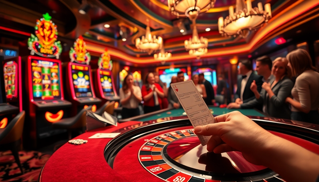 Exciting gaming action at a 슬롯사이트 with vibrant slot machines and engaging casino tables.