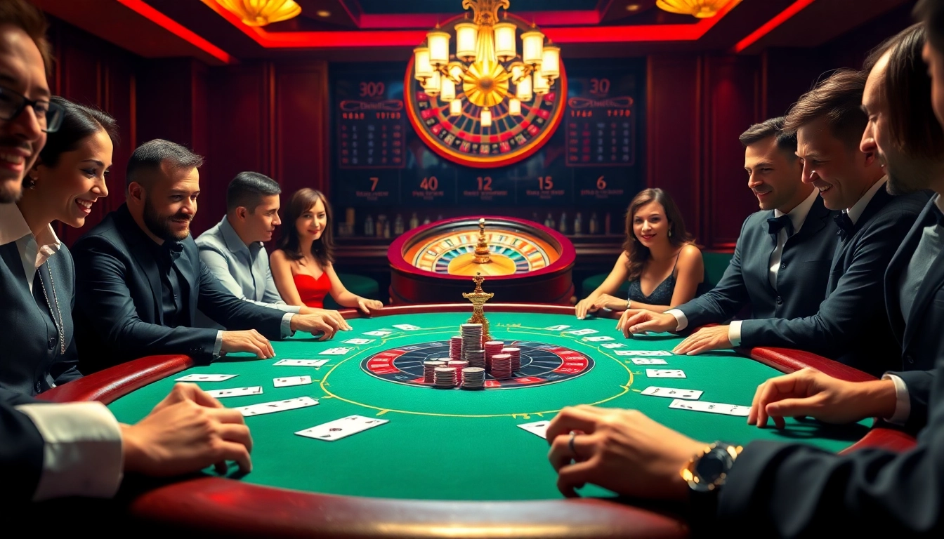 Players engaging in high-stakes gambling at Nhà Cái BJ888 with poker chips and cards