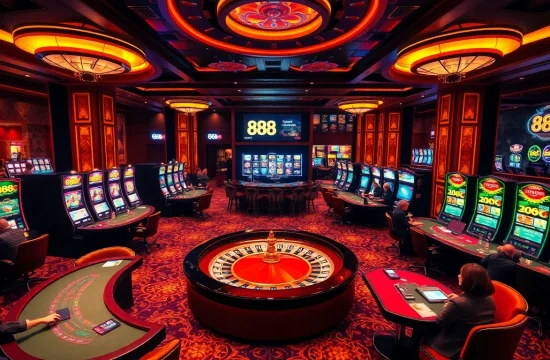 Experience the excitement of 888 new casino games at stylish poker tables and vibrant slot machines.