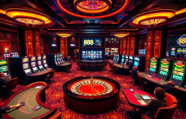 Experience the excitement of 888 new casino games at stylish poker tables and vibrant slot machines.