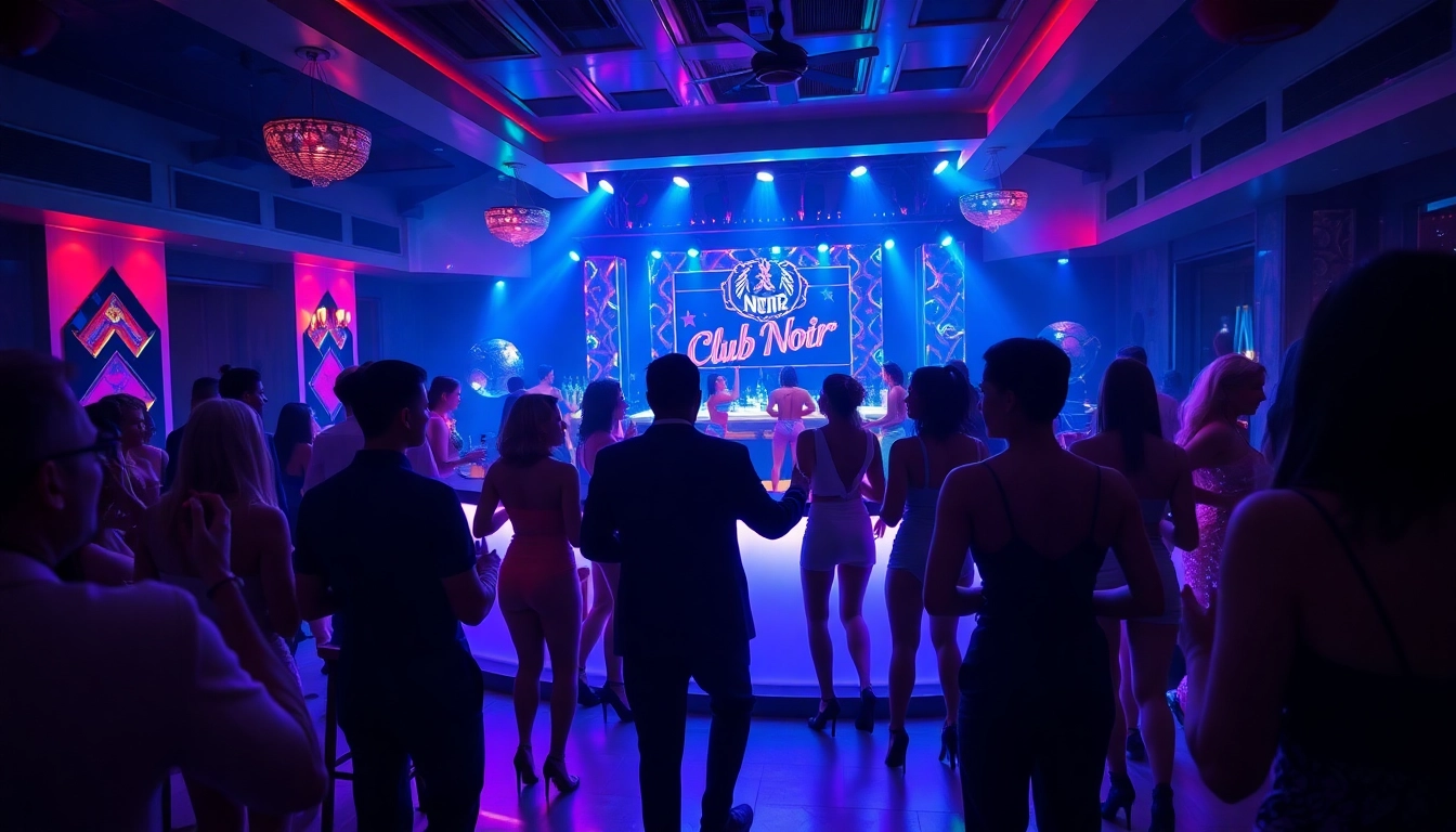 Night club sxm featuring vibrant nightlife at Club Noir with dancers and stylish patrons.