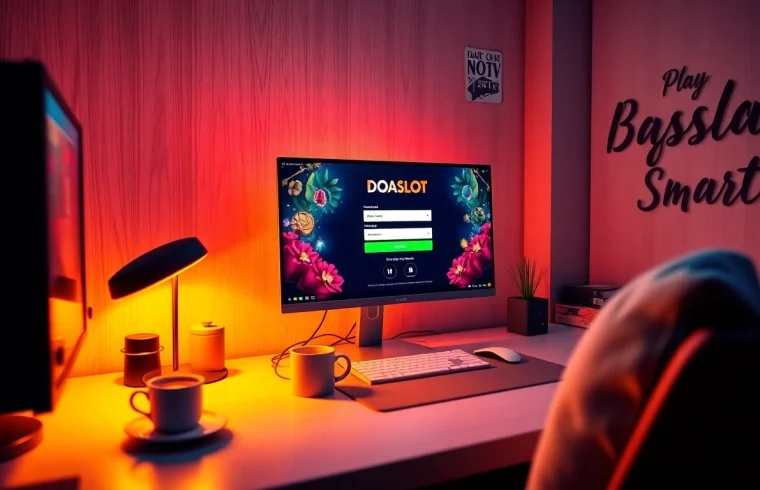Experience the thrill of online gaming with DOASLOT login interface featuring a cozy gaming room setup.