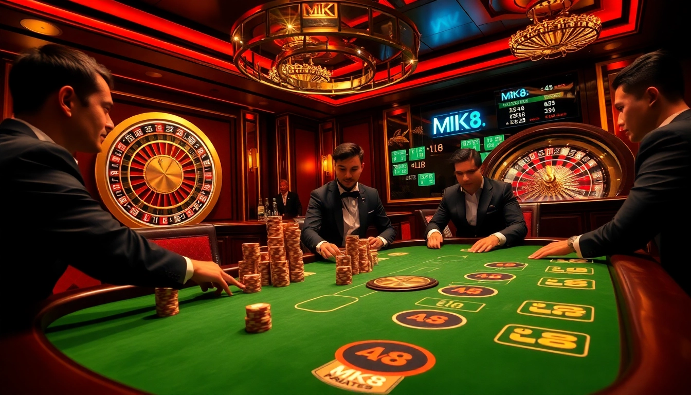 MK8 players engaging in a high-stakes poker game at a luxurious casino table.