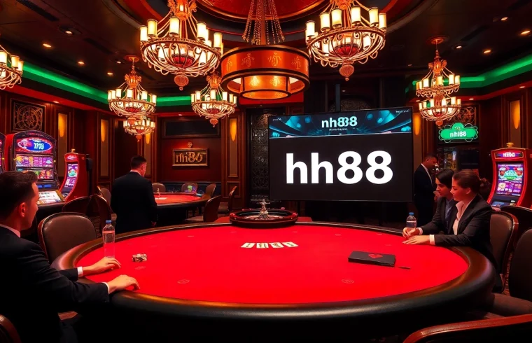 Experience high-stakes gambling action in the luxurious casino scene featuring nh88.