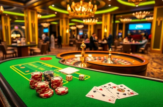 Players enjoying high-stakes poker at 88i's luxurious casino, showcasing excitement and elegance.