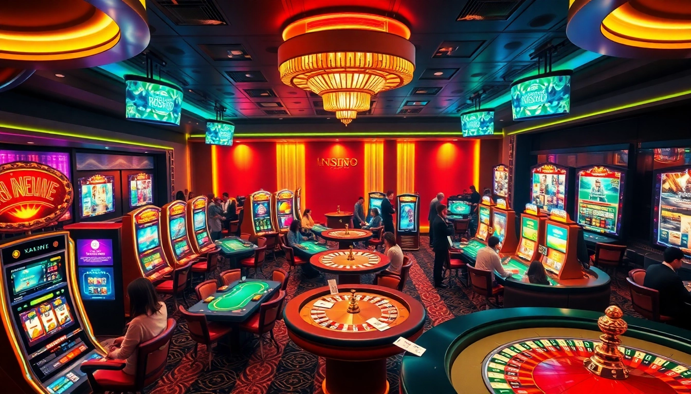 Engaging players enjoying games at nv casino, showcasing vibrant slot machines and poker tables.