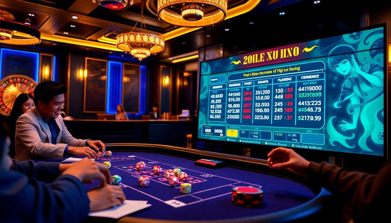 Exciting Tài Xỉu Online gameplay scene with vibrant dice and eager players.