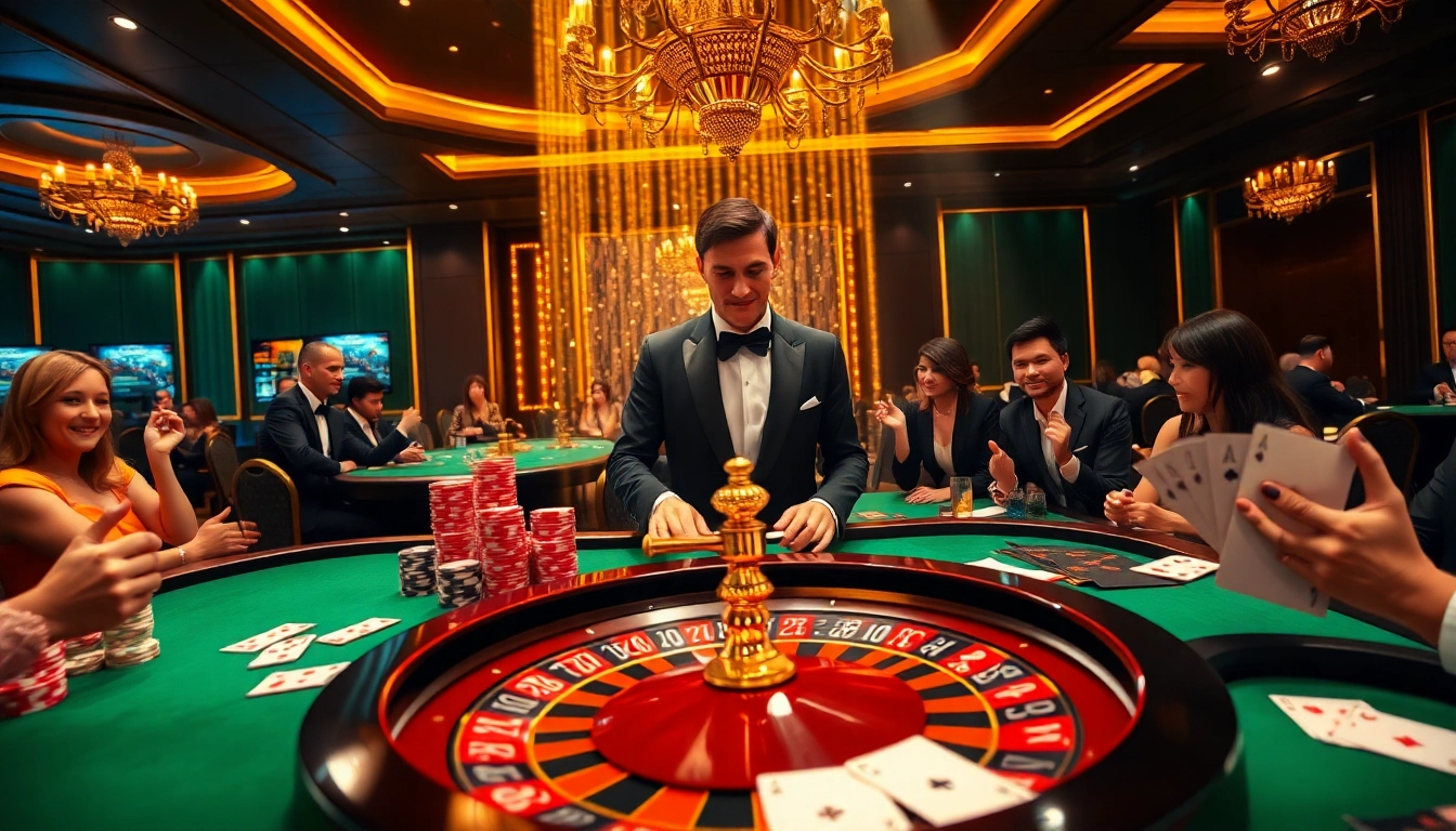 Experience intense gameplay at luck8 casino with vibrant poker chips and spinning roulette wheel.