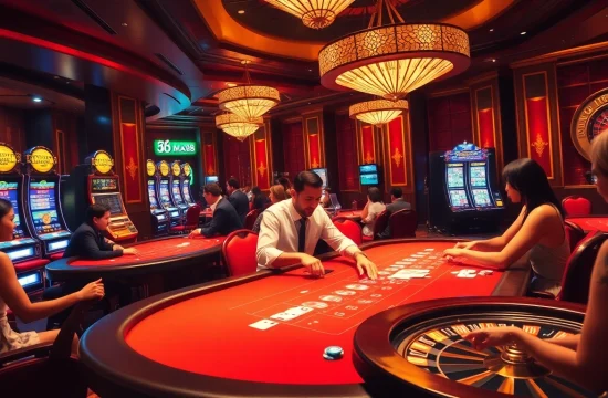 Experience thrilling gameplay at Man88 with poker chips in action at a lively table.