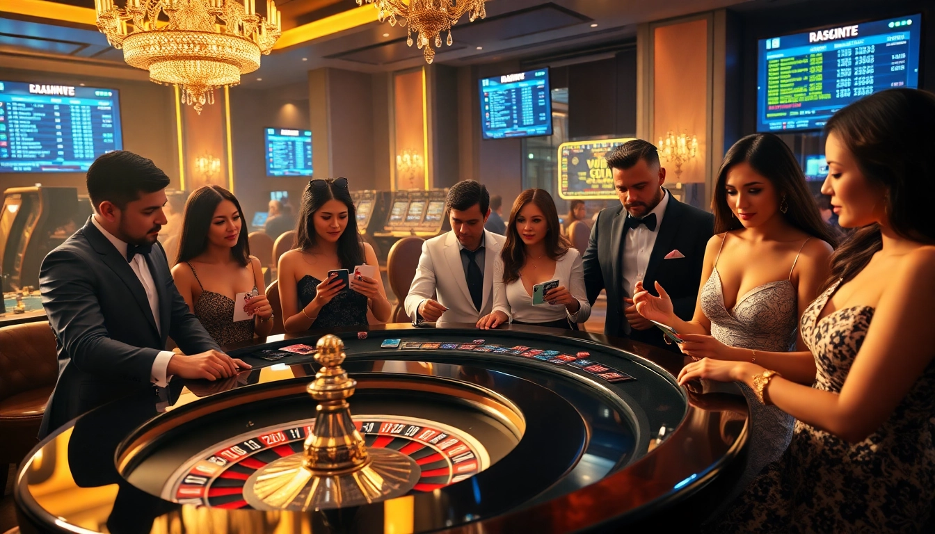 Players enjoying a thrilling game at the win 678 casino, featuring a rich atmosphere and lively action.