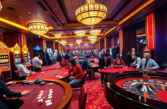 Exciting gambling atmosphere at bet88 .com casino features vibrant tables, slot machines, and gamers.