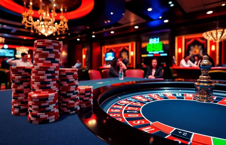 Experience the thrill of 88i in a luxurious casino atmosphere with vibrant gaming tables and advanced betting interfaces.