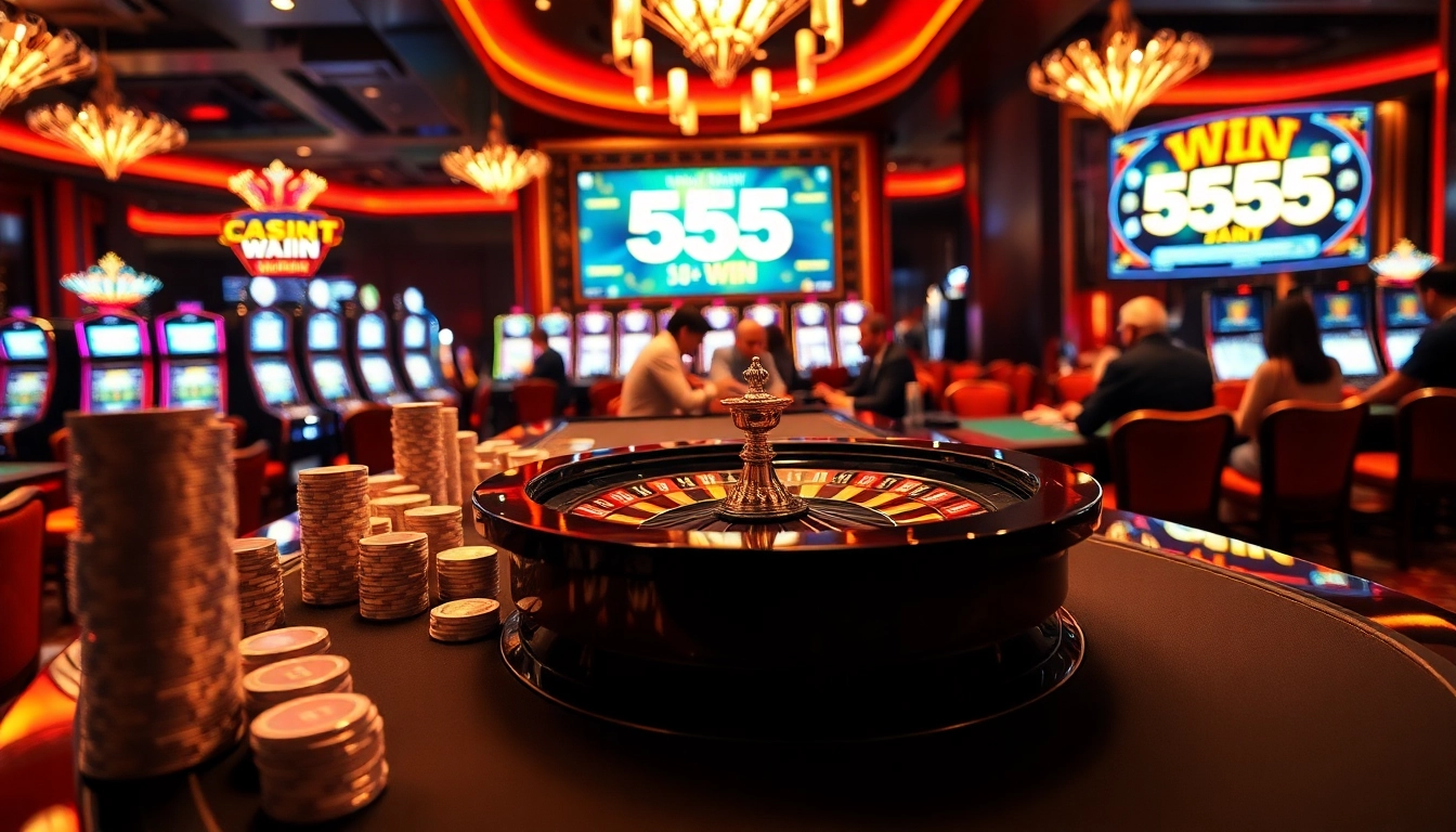 Experience the thrill of winning at 555 win in a luxurious casino setting.