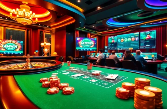 Experience excitement with GEMWIN at a luxurious poker table with vibrant gameplay.