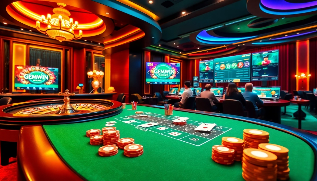 Experience excitement with GEMWIN at a luxurious poker table with vibrant gameplay.