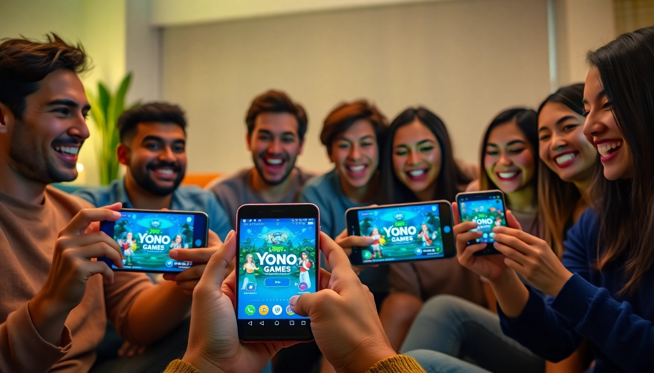 Engaging players enjoy Yono Games on mobile devices in a cozy setting.