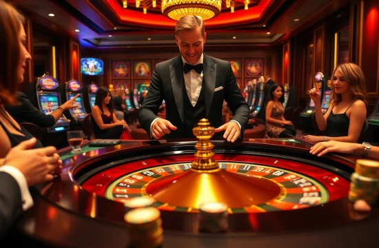 Players celebrating wins at the roulette table in a luxury casino setting inspired by https://dr88.de.com/.