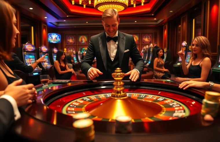 Players celebrating wins at the roulette table in a luxury casino setting inspired by https://dr88.de.com/.