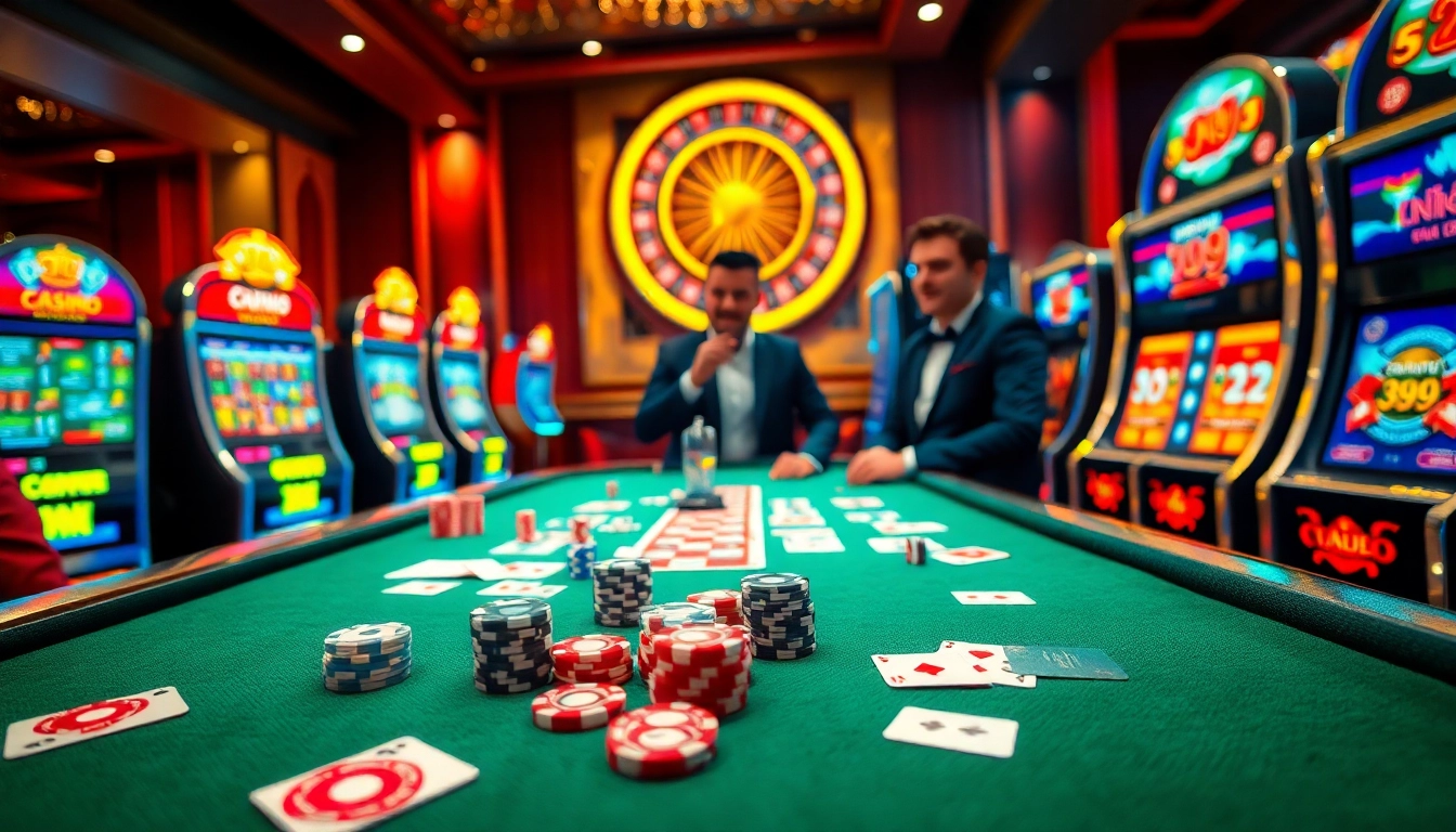 Experience the thrill of 'go 99' at an exciting casino table with vibrant poker chips and cards.