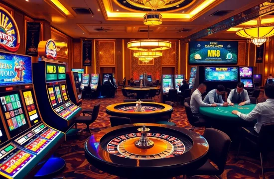Engaging players enjoying MK8 เครดิตฟรี at vibrant casino tables with exciting promotions.