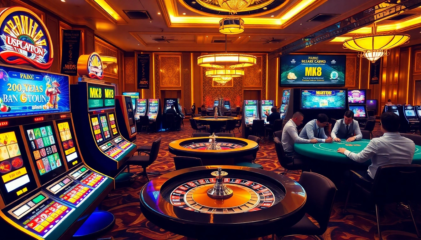 Engaging players enjoying MK8 เครดิตฟรี at vibrant casino tables with exciting promotions.