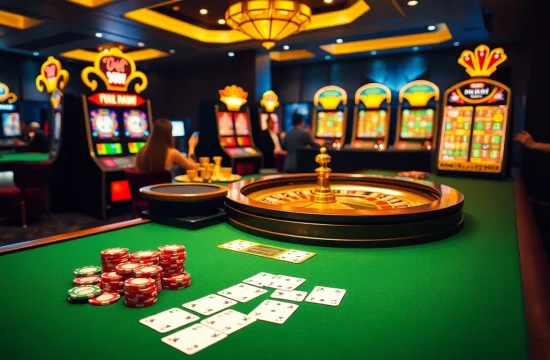 Winning big at Nhà Cái Luckywin with an exciting casino table and vibrant poker chips.