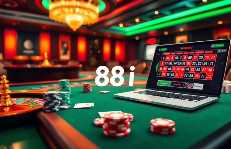 Players engaging with the 88i online casino interface featuring table games and poker chips.