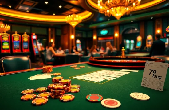 79king players enjoying an exciting high-stakes poker game with vibrant cards and chips.