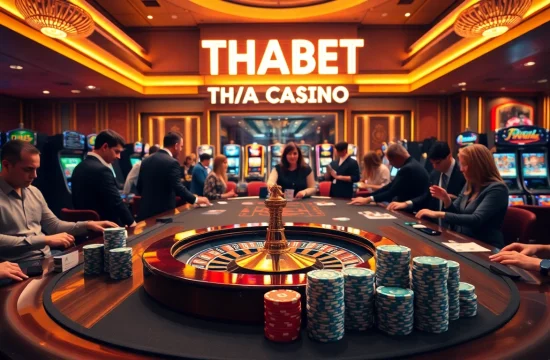 Experience the thrill of gambling at https://thabet.vegas/ with vibrant casino visuals showcasing roulette and poker.