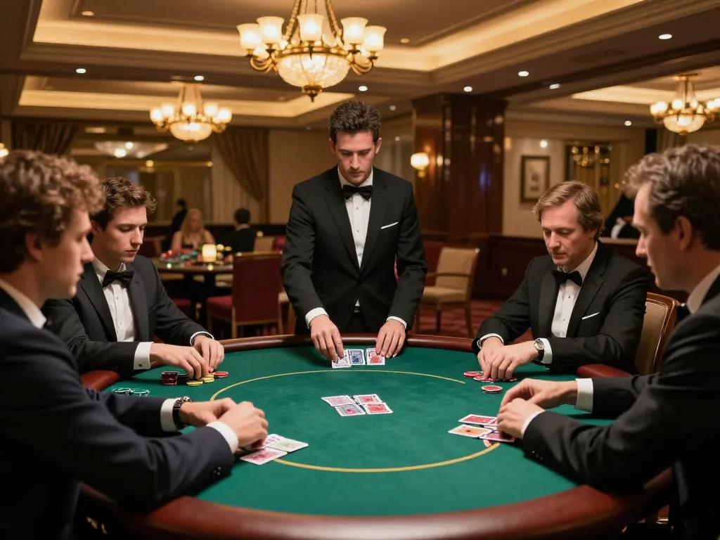Active poker gameplay at open88.com with players focused on strategy and dealer managing bets