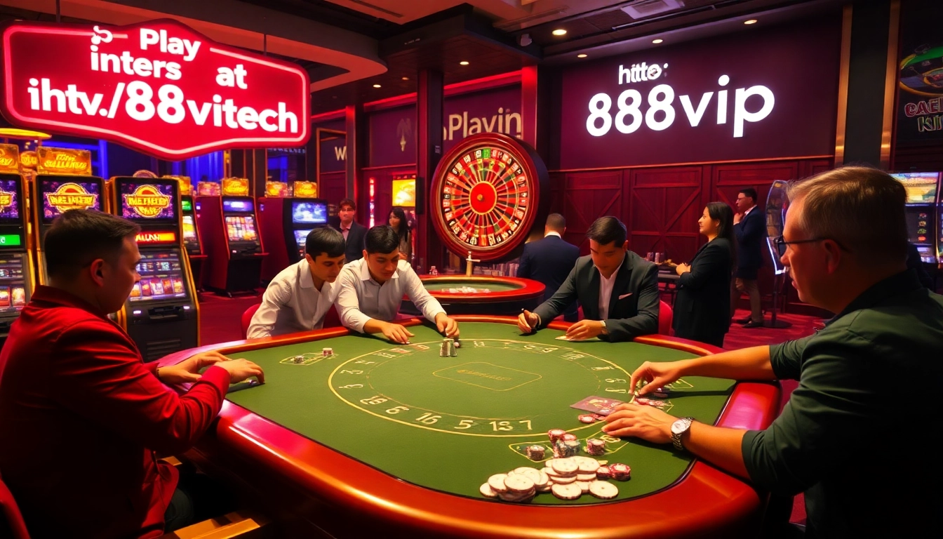 Experience the excitement of gaming at https://68vip.tech/ with luxurious casino visuals featuring poker and slot machines.