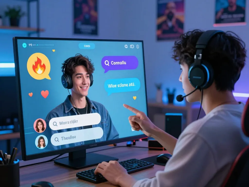 Engaging chat session with 18+ AI character, showcasing vibrant digital interaction and modern atmosphere.