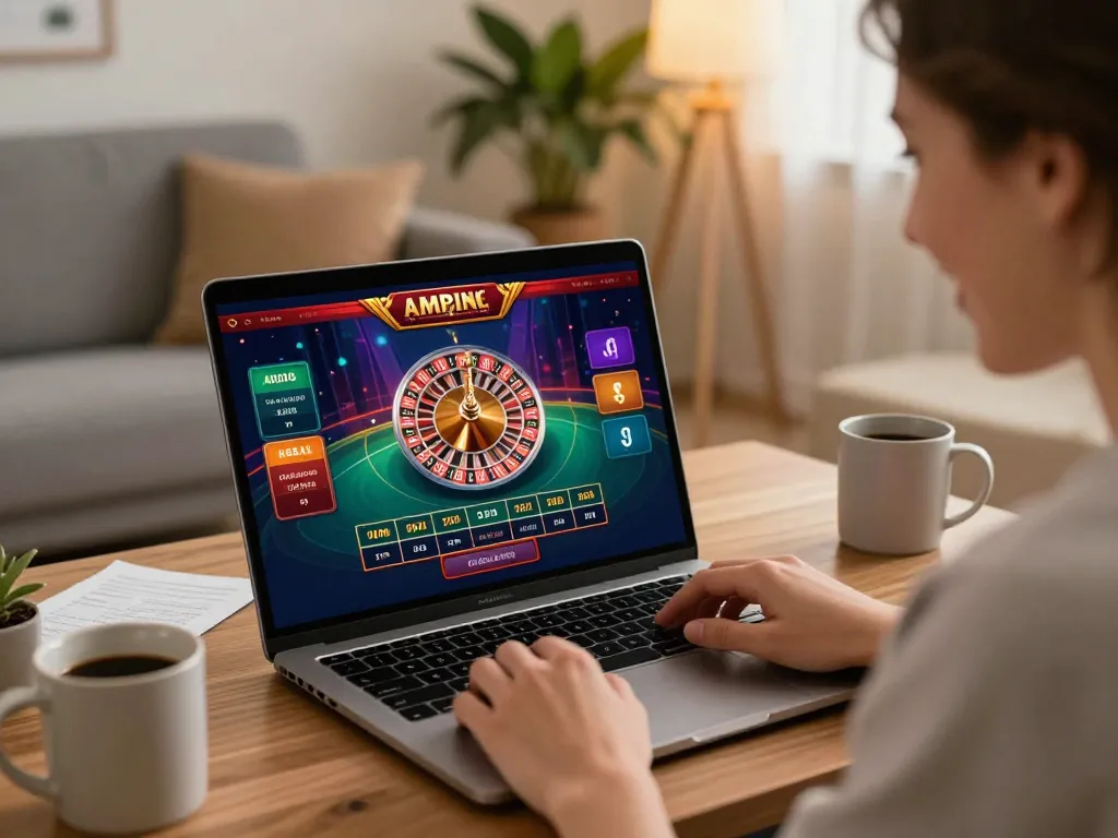 Player engaging with the net88 mobile casino app, showcasing a roulette game in a cozy setting.