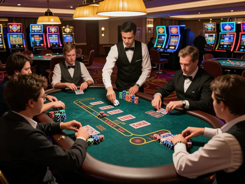 Engaged players at the SIN88 game in a luxurious casino, showcasing strategic gameplay and vibrant atmosphere.