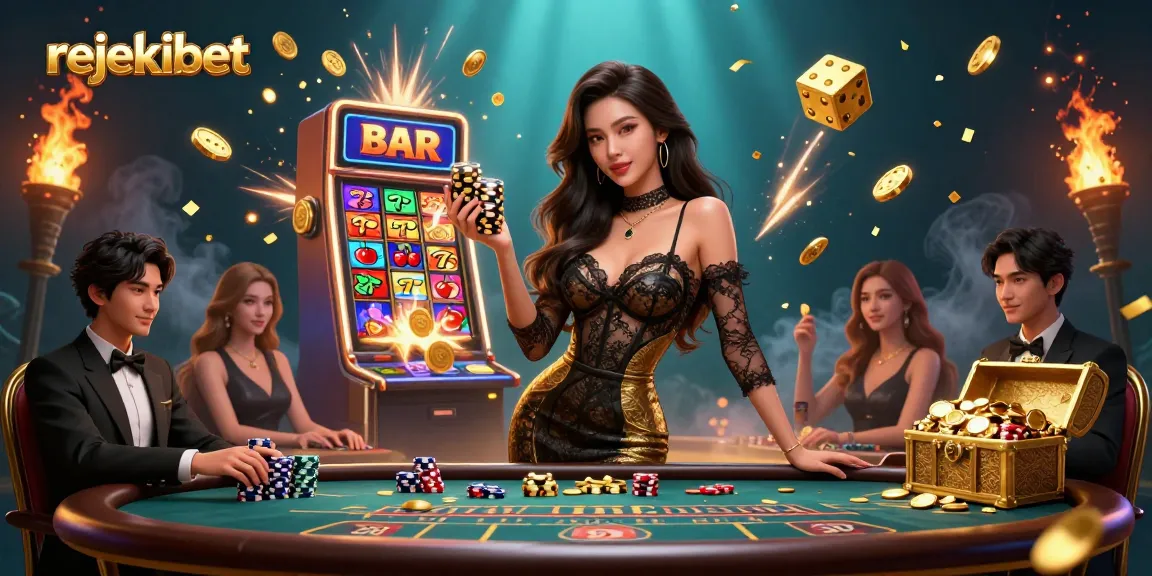 Experience high-stakes gaming with rejekibet at a vibrant casino table bursting with winnings.