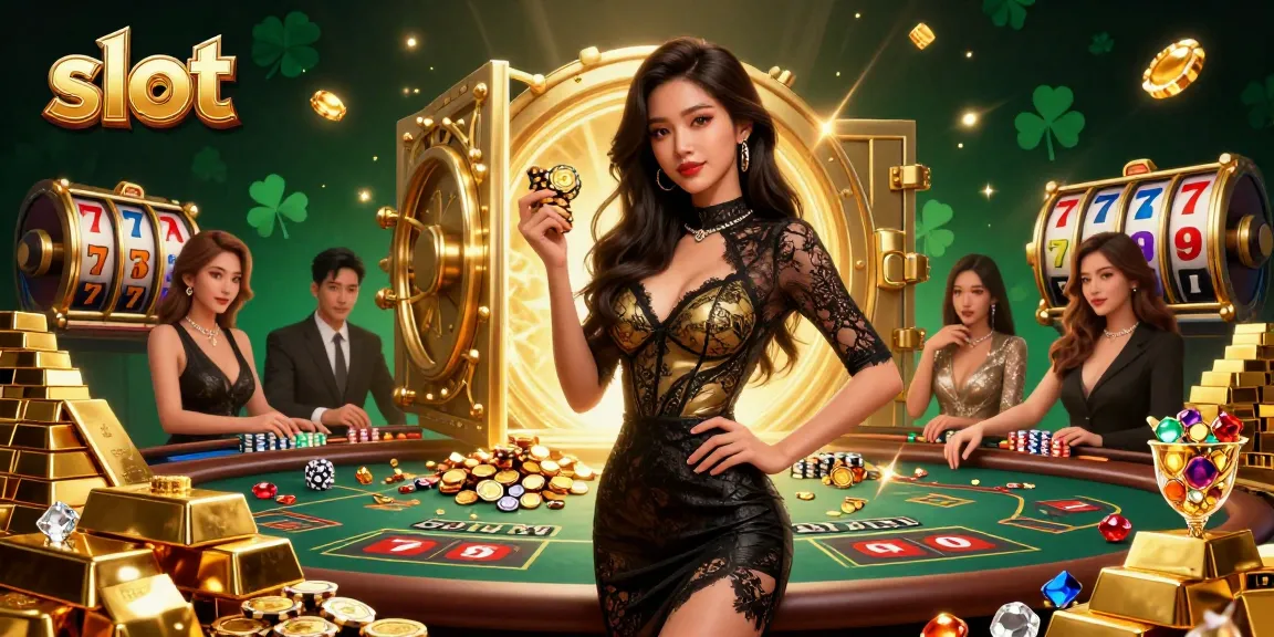 Play dynamic slot games with high-value chips at an elite casino table.