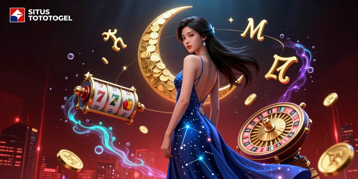 Engaging scene promoting SITUS TOTOTOGEL with vibrant motifs from slots and roulette, depicting a captivating casino atmosphere.