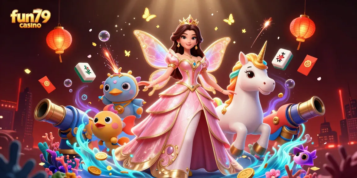 Experience fun79 casino's exciting underwater fishing adventures with vibrant characters and game elements.