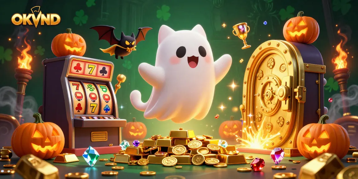 Experience OKVND's thrilling world as a floating ghost cat navigates a haunted casino filled with cash.