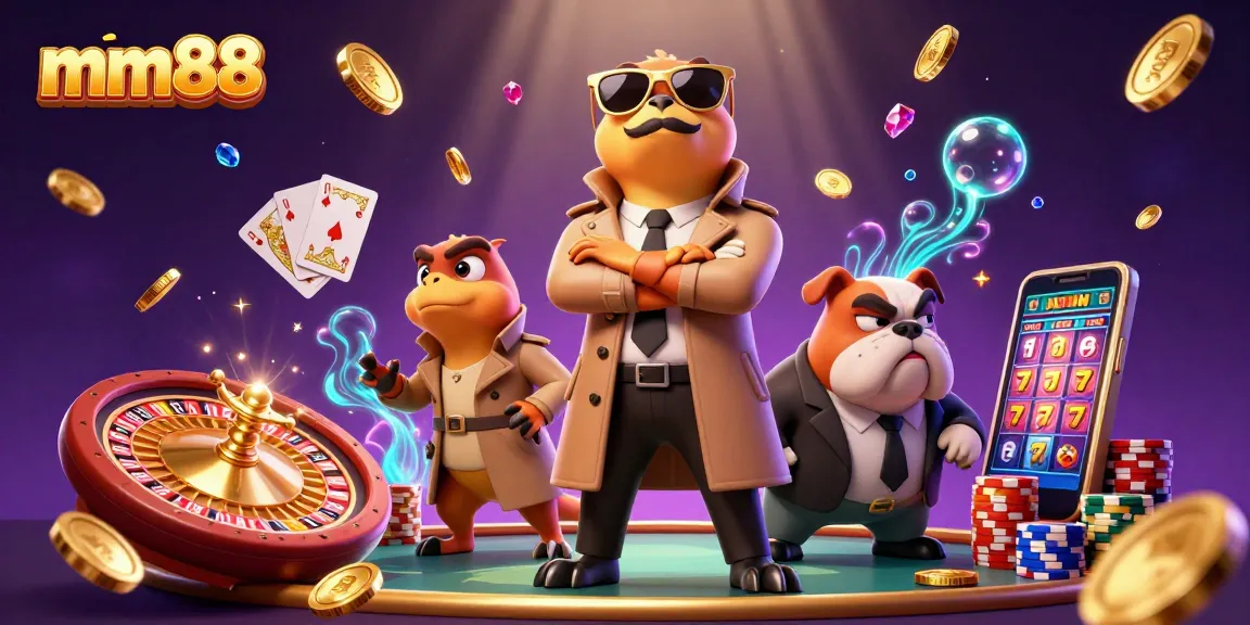 Watch mm88's raptor characters humorously attempt to enter a VIP casino lounge amidst flying golden coins.