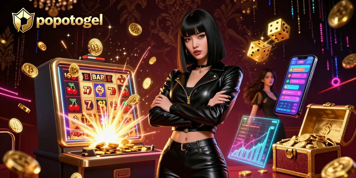 Experience thrilling wins at popotogel with a captivating slot machine and vibrant gaming elements.