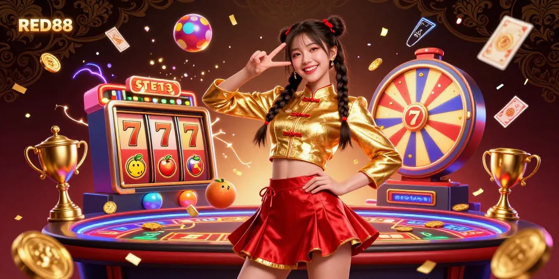 Engage in jackpot thrills at RED88 with vibrant slot games and festive energy in this dynamic casino scene.