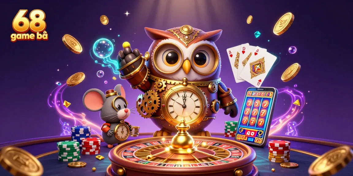 Experience the excitement of 68 game bài with vibrant casino elements and steampunk characters.