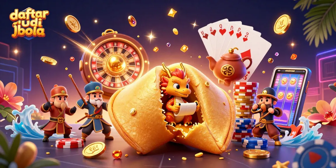 Engage with daftar judi bola as the wise dragon reads fortunes amidst gold coins and festive casino elements.