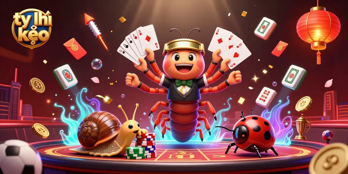 Experience the excitement of tỷ lệ kèo with a vibrant and dynamic sports betting scene featuring a whimsical dealer.