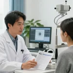 福井 icl おすすめ consultation with an expert ophthalmologist in a modern eye clinic, showcasing advanced technologies.