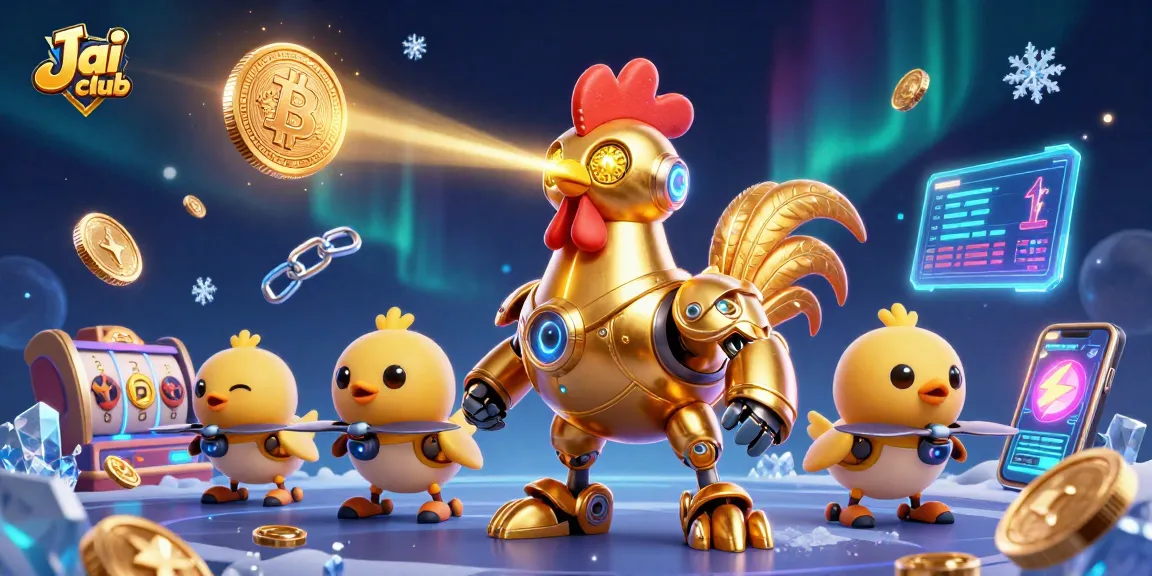 Engage with exciting Jai club slot games featuring dynamic golden rooster robot and baby chick drones.