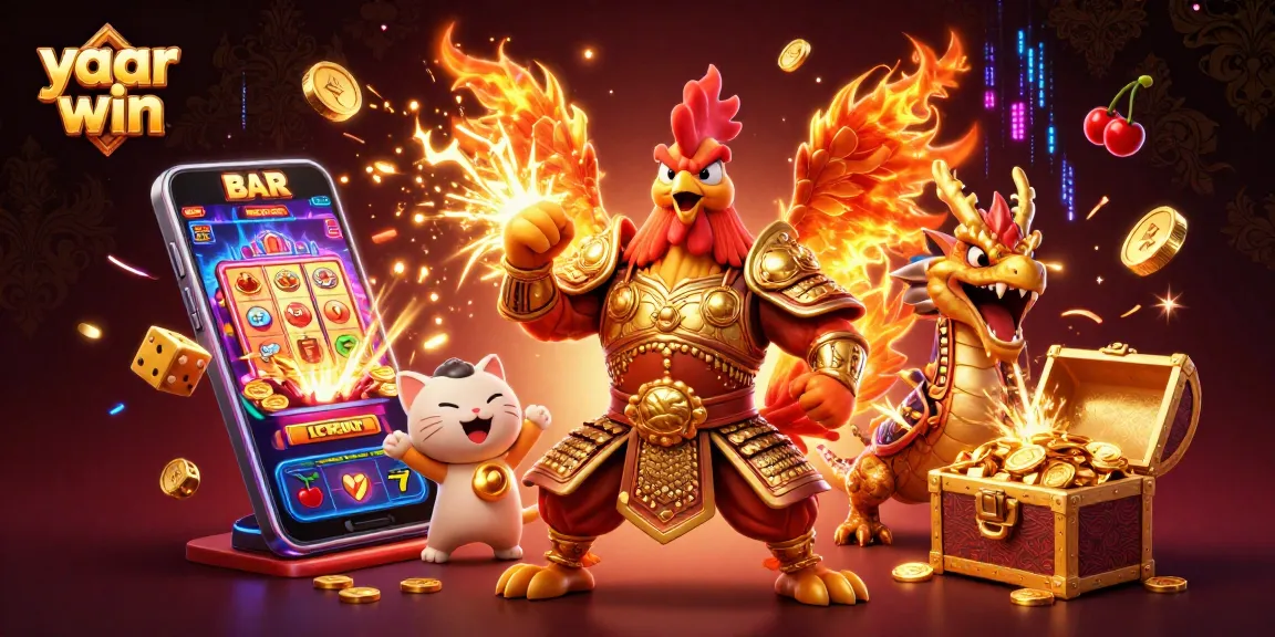 Experience big wins with yaar win's illustrated slot machine adventure featuring dynamic gaming elements.